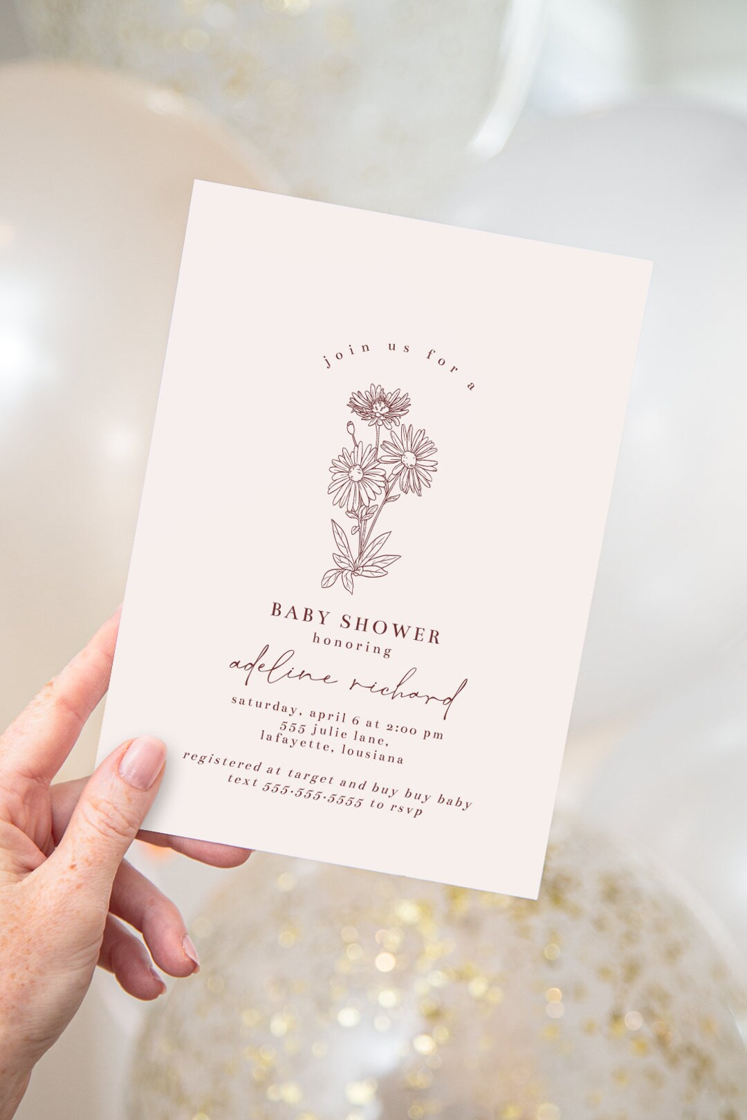 Flower Baby Shower Invitation | Printable Instant Download | Editable ...