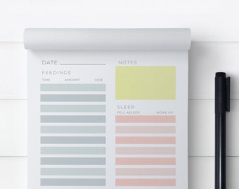 Color Block Newborn Tracker Notepad | Baby Planner | Nanny Log | Nursing & Diaper Tracker | Baby Shower Gift | New Mom Gift