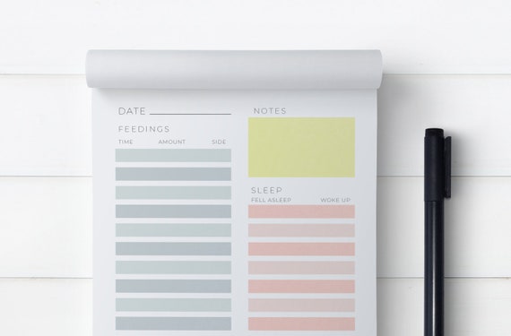 Color Block Newborn Tracker Notepad | Baby Planner | Nanny Log | Nursing & Diaper Tracker | Baby Shower Gift | New Mom Gift