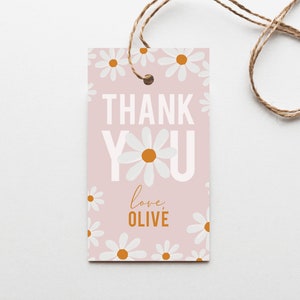 Retro Daisy Thank You Party Favor Tags | Printable Instant Download | Editable Template