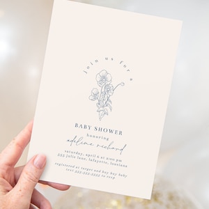 Simple Flower Baby Shower Invitations | Printable Instant Download | Editable Template