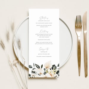Menu de casamento em aquarela Calla Lily | Download instantâneo para impressão | Modelo editável