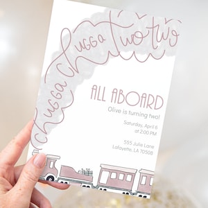 Printable Chugga Chugga Two Two Train Birthday Party Invitation | Edit & Download