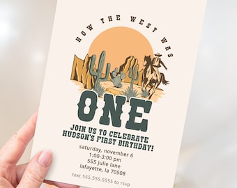 Wie der Westen One Themed erste Geburtstagsfeier-Einladungen war | Druckbare Sofort-Download | Bearbeitbare Vorlage