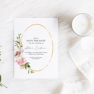 Bright Floral Bridal Save the Date Cards | No Photo | Printable Instant Download | Editable Template