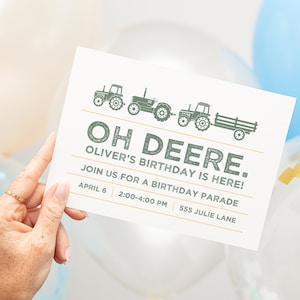 Modern Tractor Birthday Invitation | Edit & Download