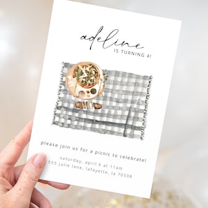 Picnic Birthday Party Invitation | Watercolor Spring Party Invite | Printable Instant Download | Editable Template
