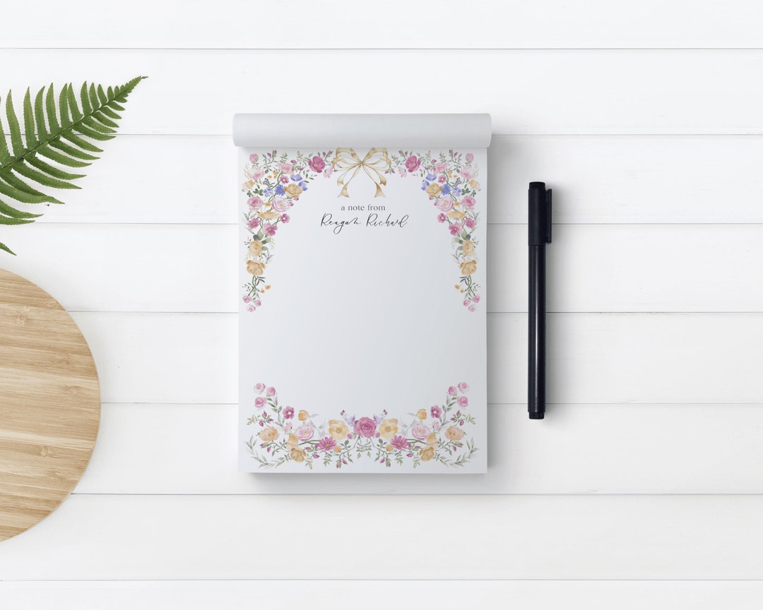 Vintage Floral Watercolor Notepad | Personalized Custom Memo Pad - Etsy