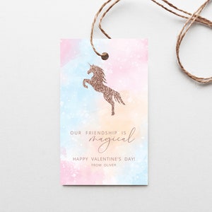 Einhorn Valentinstag | Valentinstag Geschenkanhänger | Druckbare Instant Download | Editierbare Vorlage