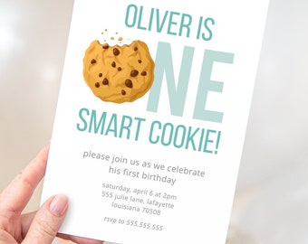 Ein Smart Cookie Zum ersten Geburtstag Party Einladung | Druckbare Instant Download | Editierbare Vorlage