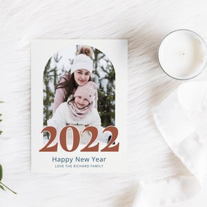 Neujahr Familie Foto BogenKarte | Druckbare Instant Download | Editierbare Vorlage