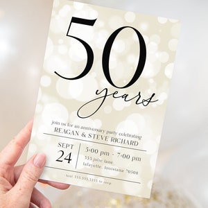 Einladungen zur Jubiläumsparty | Champagner 40., 50. und 60. Jahrestag Einladung | Printable Instant Download | Bearbeitbare Vorlage