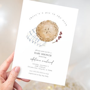 Pie Baby Shower Invitations | There&#39;s A Pie In The Oven Fall Autumn Shower Invite | Printable Instant Download | Editable Template