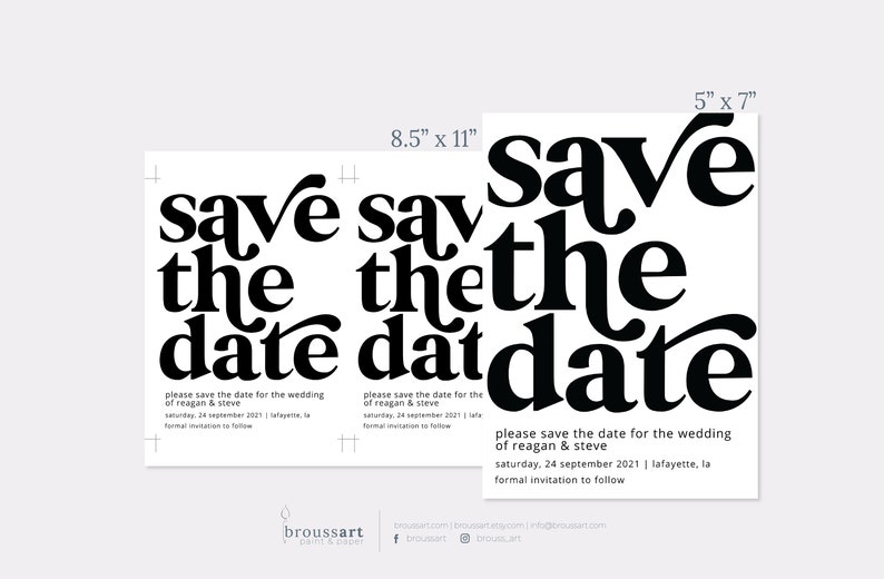 Retro Save the Date Typographic Card | Printable Instant Download ...