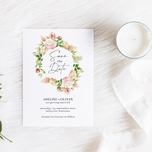 Watercolor Summer Florals Bridal Save the Date Cards |  Printable Instant Download | Editable Template