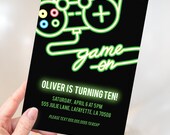 Neon Video Game Birthday Invitation | Printable Instant Download | Editable Template