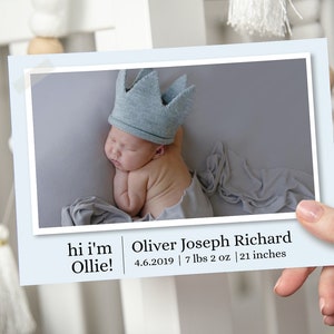 Printable Photo Birth Announcement Cards | Edit & Download