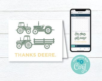 Printable Modern Tractor Thank You Cards | Edit & Download