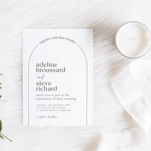 Invitación de boda con arco sencillo / Descarga instantánea imprimible / Plantilla editable