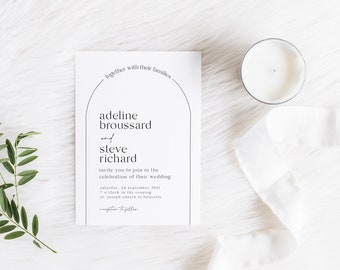 Simple Arch Wedding Invitation | Printable Instant Download | Editable Template