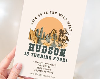 Wild West Kid Birthday Party Invitations | Printable Instant Download | Editable Template