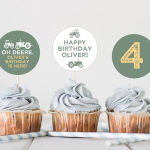 Printable Tractor Cupcake Toppers | Instant Download | Edit and Print | Farm Birthday Party Decorations