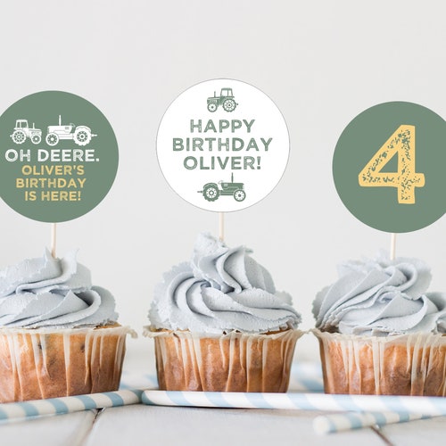 Printable Tractor Cupcake Toppers Instant Download Edit Etsy