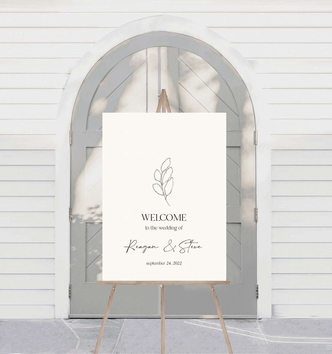 Rustic Leaf Wedding Welcome Sign | Simple Minimalist | Printable ...