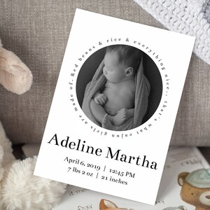Printable Cajun Girls Photo Birth Announcement Cards | Edit & Download