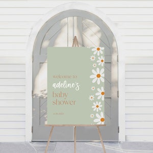 Daisy Baby Shower Welcome Sign | Baby in Bloom | 18x24 | Printable Instant Download | Editable Template
