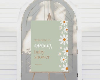 Daisy Baby Shower Welcome Sign | Baby in Bloom | 18x24 | Printable Instant Download | Editable Template