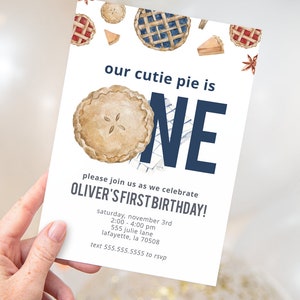 Cutie Pie First Birthday Party Invitation | Printable Instant Download | Editable Template