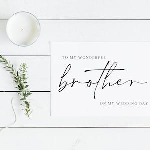 Imprimible a mi maravilloso hermano en la tarjeta del día de mi boda / Pequeña tarjeta plegada en blanco / Descarga instantánea