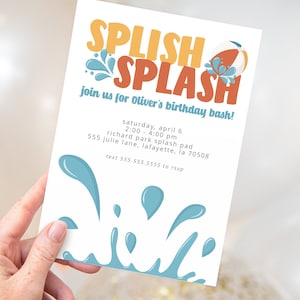 Splish Splash Summer Birthday Bash Invitations | Splash Pad, Waterslide, Pool Party | Printable Instant Download | EDITABLE TEMPLATE