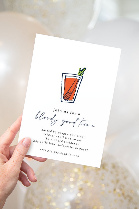 Bloody Mary Party Invitations Bloody Good Time Drink Pun | Etsy