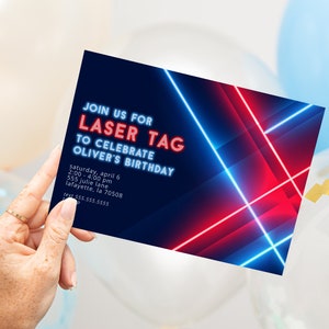 Laser Tag Birthday Party Invitation | Printable Instant Download | Editable Template