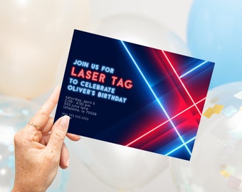 Laser Tag Birthday Party Invitation | Printable Instant Download | Editable Template