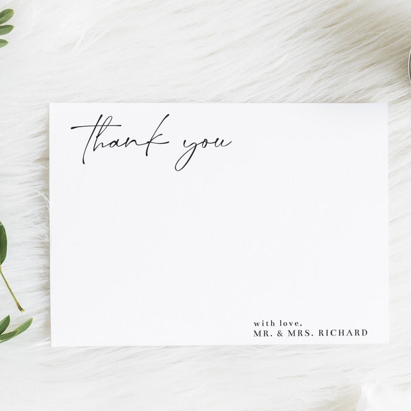 Thank You Notecards | Custom Wedding Gift Thank You Cards | Personalized Mr. & Mrs. Newlywed Stationery Set | Minimalist Script