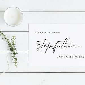 Imprimible a mi maravilloso padrastro en la tarjeta del día de mi boda / Pequeña tarjeta doblada en blanco para padrastro / Descarga instantánea