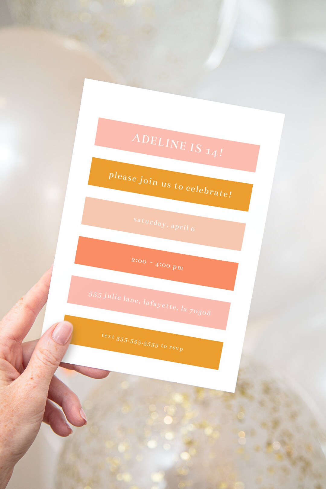 Modern Color Block Birthday Party Invitations | Bright Pink Yellow ...