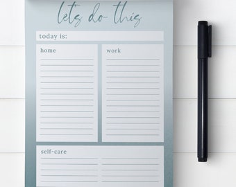 Self-Care Planner Notepad | Home Work life Balanced Life Planner Memo pad | Blue Planner