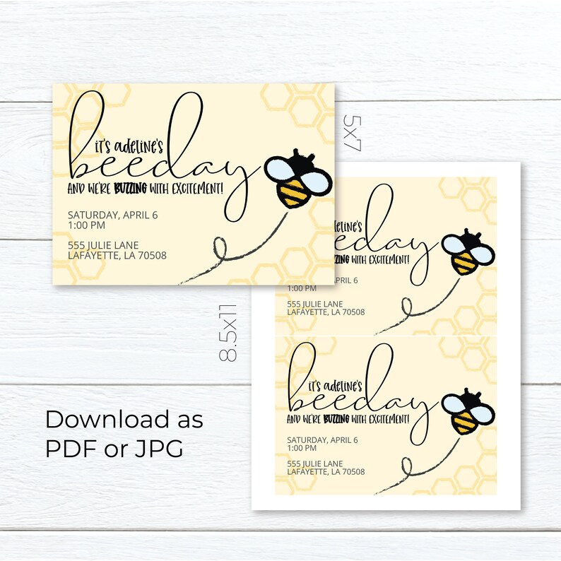 Bumble Bee Bee Day Birthday Party Invitation Printable | Etsy