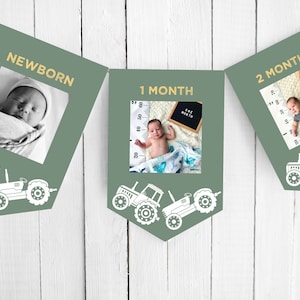 Tractor Monthly Milestone Photo Banner | Instant Download | Printable First Birthday Decorations | Farm Birthday Party