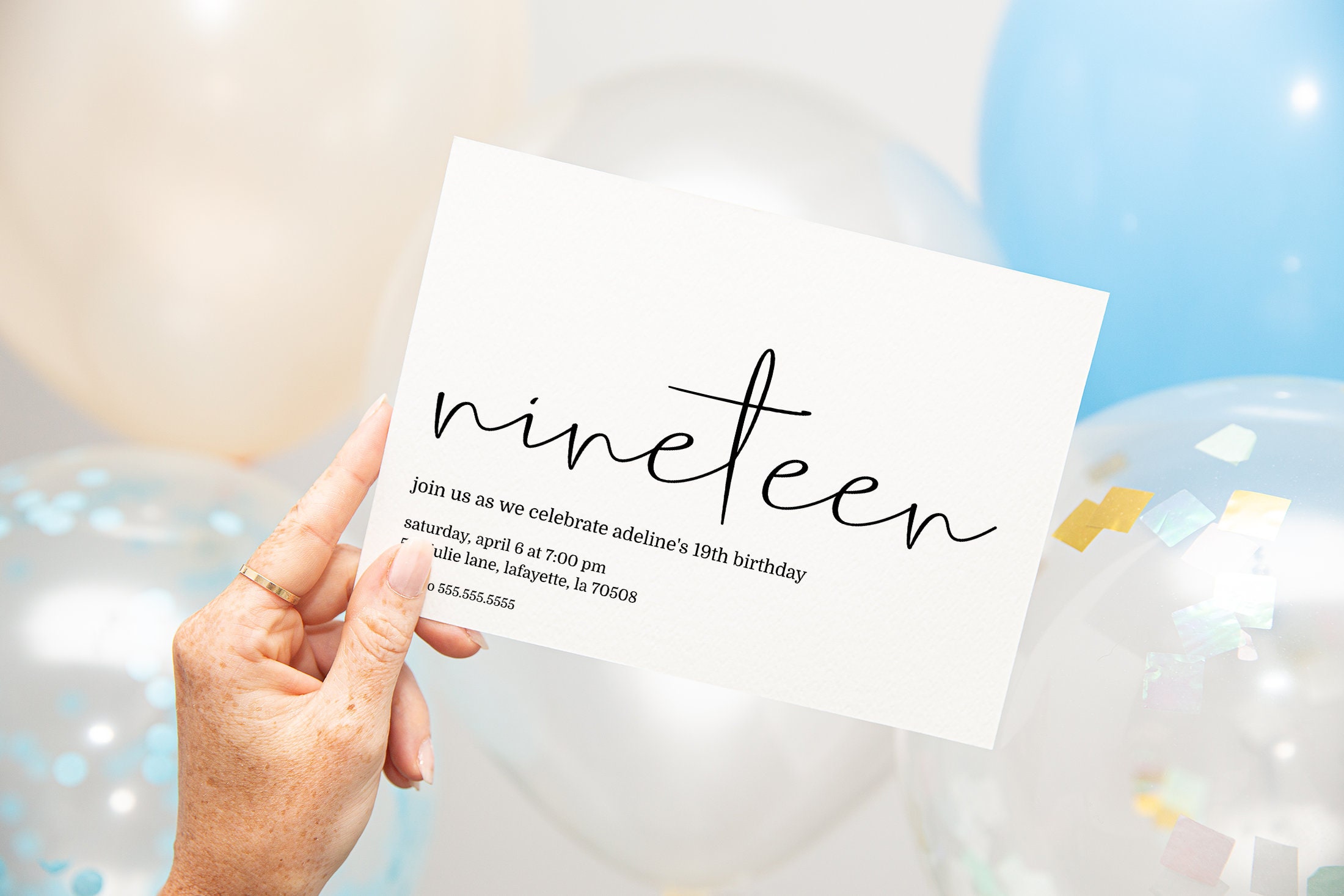 Printable Minimalist Teen Birthday Party Invitation Template | Printable Instant Download