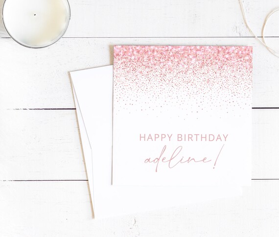 Printable Personalized Rose Gold Glitter Birthday Card Hot - Etsy