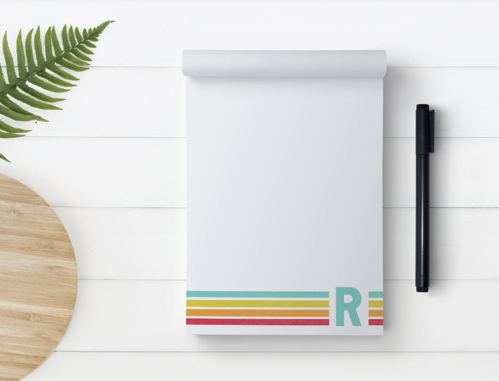Personalized Retro Rainbow Notepad | 70s Rainbow Initial Memo Pad - Etsy