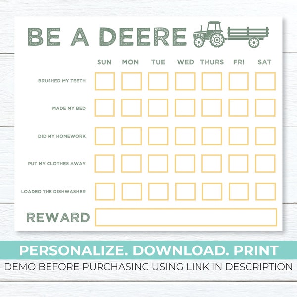 Tractor Reward Chart Etsy New Zealand