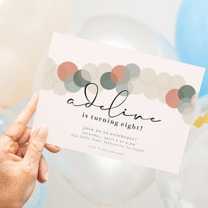 Modern Balloon Arch Birthday Party Invitations | Printable Instant Download | Editable Template