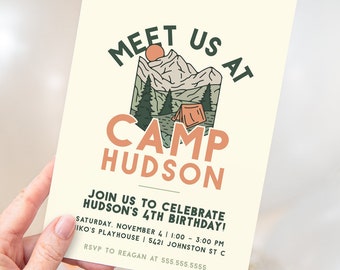 Camping Birthday Party Invitation | Any Age, Any Camp Name | National Parks Adventure Theme | Printable Editable Corjl Template