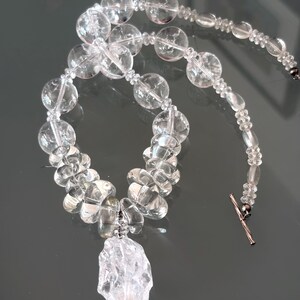Rosalynn - Rock Crystal necklace with artisan glass beads, sterling silver clasp. Necklace and earrings. image 8